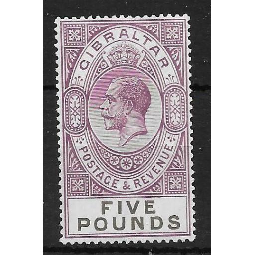 GIBRALTAR SG108 1925 5 VIOLET & BLACK MTD MINT