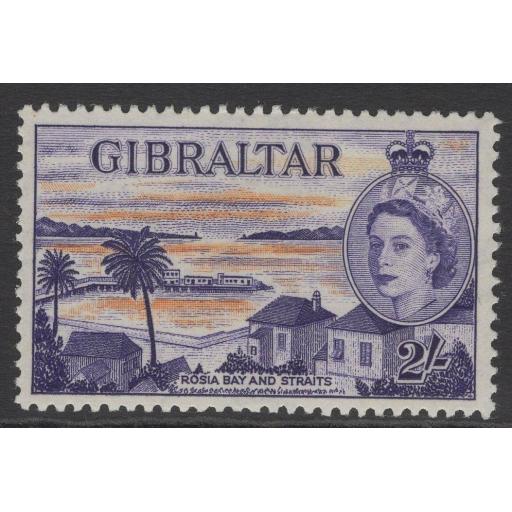 GIBRALTAR SG155a 1959 2/= ORANGE & VIOLET MTD MINT