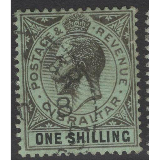 GIBRALTAR SG81b 1919 1/= BLACK/BLUE-GREEN OLIVE BACK FINE USED