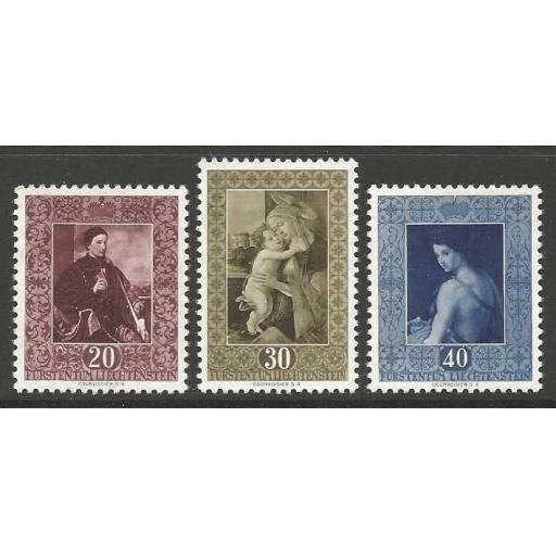 LIECHTENSTEIN SG305/7 1952 PAINTINGS MTD MINT