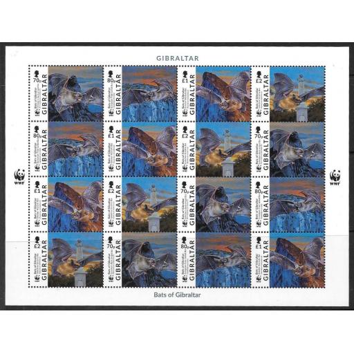 GIBRALTAR SG1781/4 2017 BATS SHEETLET MNH