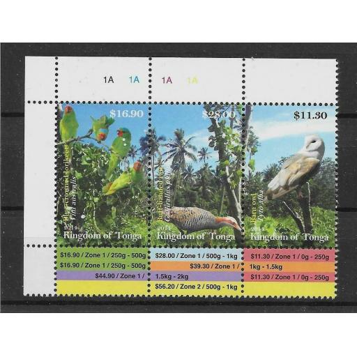 TONGA SG1756/8 2014 BIRDS MNH