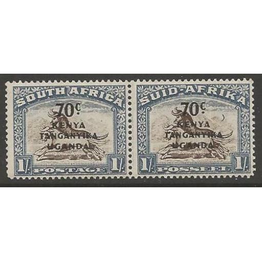 KENYA, UGANDA & TANGANYIKA SG154a 1942 70c on 1/= "CRESCENT MOON FLAW" MNH