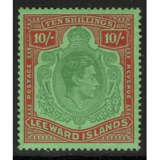 LEEWARD ISLANDS SG113c 1947 10/- DEEP GREEN & DEEP VERMILION/GREEN MNH