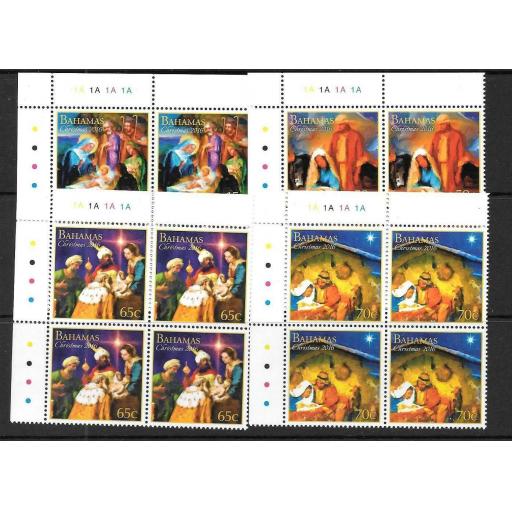 BAHAMAS 2016 CHRISTMAS IN BLOCKS OF 4 MNH