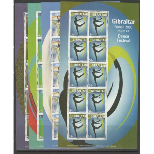 GIBRALTAR SG1041/4 2003 EUROPA POSTER ART SHEETLETS MNH