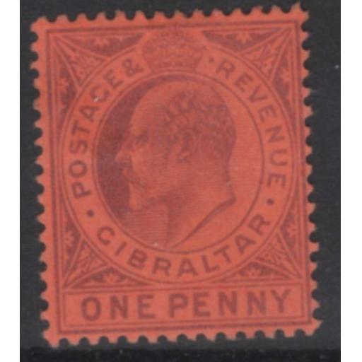 GIBRALTAR SG47 1903 1d DULL PURPLE/RED MTD MINT