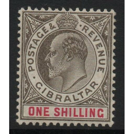 GIBRALTAR SG61 1905 1/= BLACK & CARMINE MTD MINT