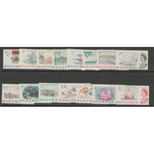 BAHAMAS SG247/61 1965 DEFINITIVE SET MNH