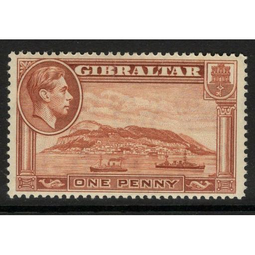 GIBRALTAR SG122 1938 1d YELLOW-BROWN p14 MNH