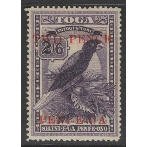 TONGA SG69 1923 2d on 2/6 DEEP PURPLE MTD MINT