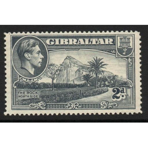 GIBRALTAR SG124 1938 2d GREY P14 MTD MINT