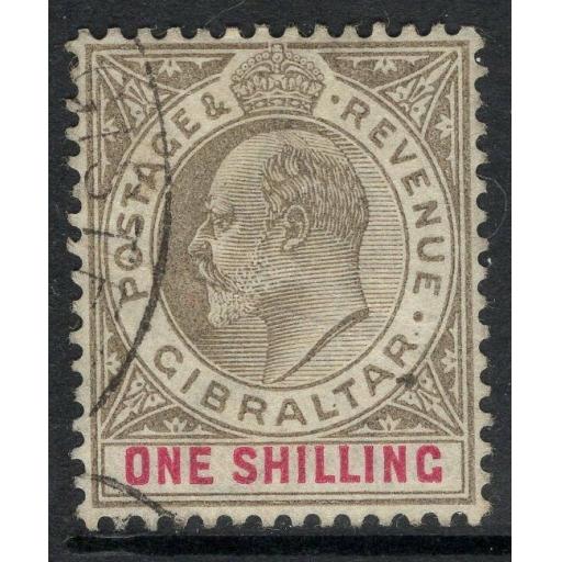 GIBRALTAR SG51 1903 1/= BLACK & CARMINE FINE USED