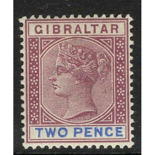 GIBRALTAR SG41 1898 2d BROWN-PURPLE & ULTRAMARINE MTD MINT