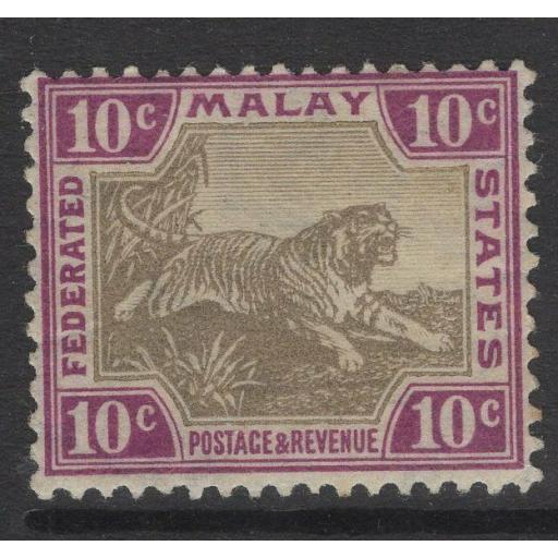 MALAYA FMS SG43c 1905 10c GREY-BROWN & PURPLE MTD MINT