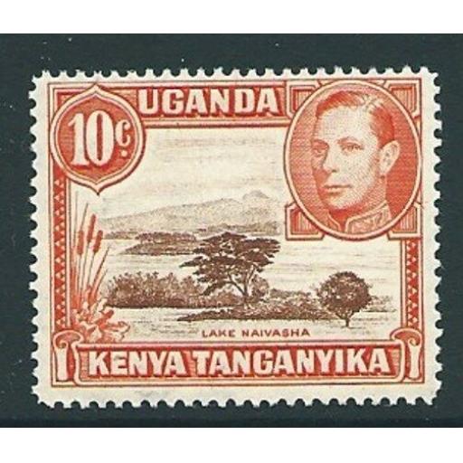 KENYA, UGANDA & TANGANYIKA SG134b 1941 10c RED-BROWN & ORANGE p14 MTD MINT