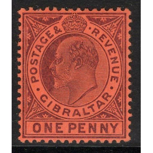 GIBRALTAR SG57 1904 1d DULL PURPLE/RED MTD MINT