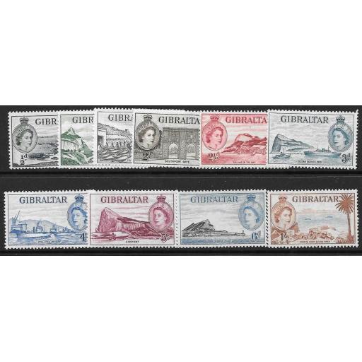 GIBRALTAR SG145/54 1953 DEFINITIVE SET TO 1/- MNH