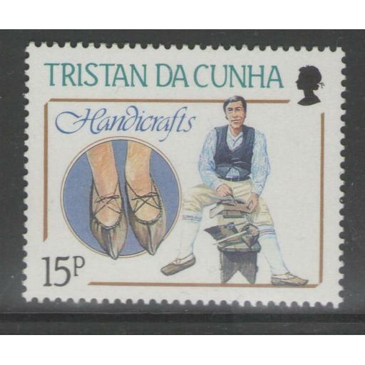 TRISTAN DA CUNHA SG449w 1988 15p HANDICRAFTS WMK CROWN TO RIGHT OF CA MNH