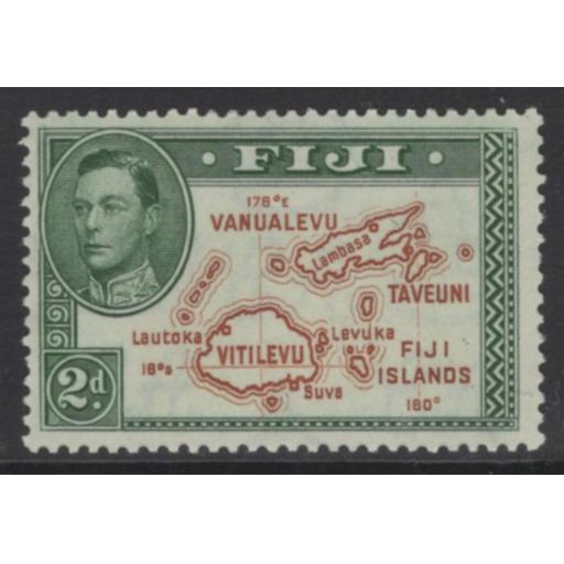 FIJI SG254 1940 2d BROWN & GREEN DIE II MTD MINT