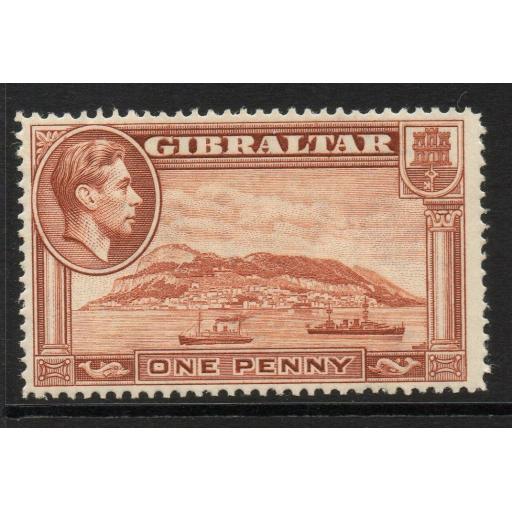 GIBRALTAR SG122 1938 1d YELLOW-BROWN p14 MTD MINT