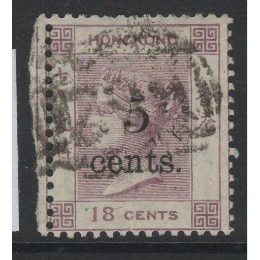 HONG KONG SG24 1880 5c on 18c LILAC USED