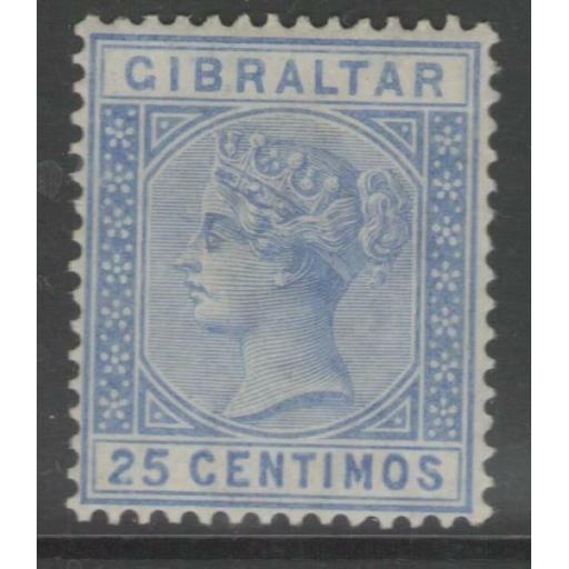 GIBRALTAR SG26 1889 25c ULTRAMARINE MTD MINT