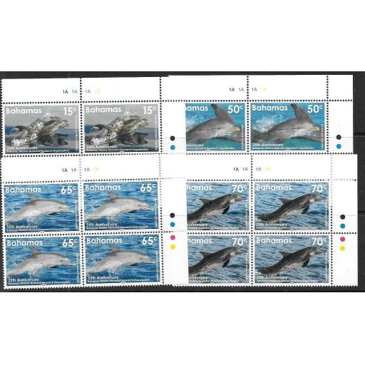 BAHAMAS 2016 DOLPHINS IN BLOCKS OF 4 MNH