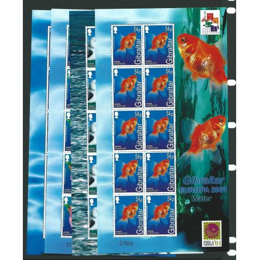 GIBRALTAR SG968/71 2001 EUROPA (WATER & NATURE) SHEETLETS MNH