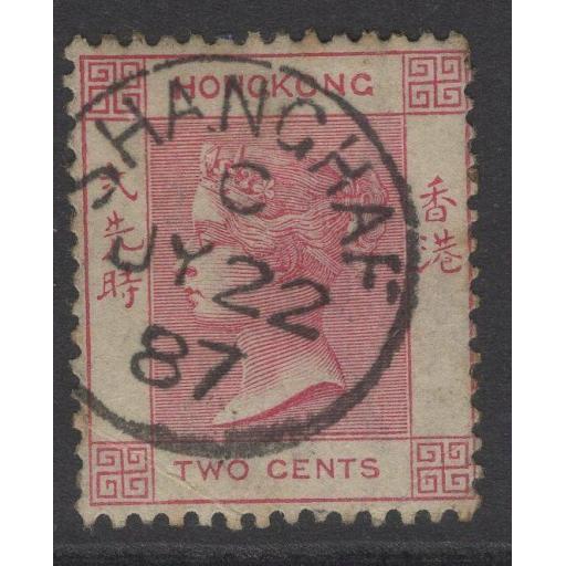 HONG KONG SG32a 1882 2c ROSE-PINK USED