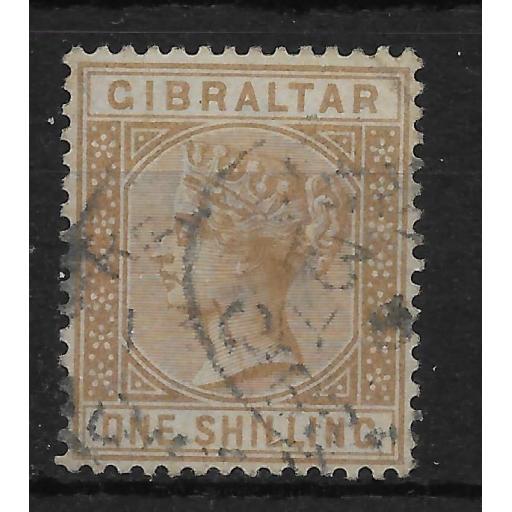 GIBRALTAR SG14 1887 1/= BISTRE USED