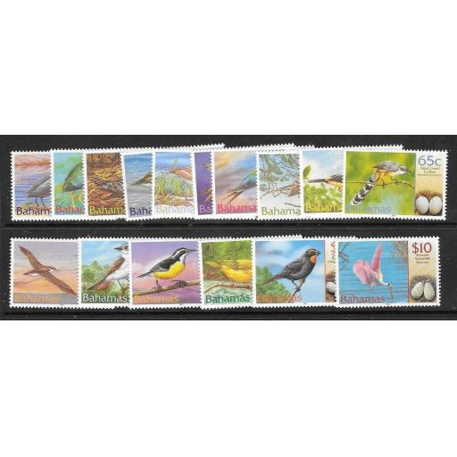 BAHAMAS SG1249/64 2001 BIRDS AND THEIR EGGS MNH