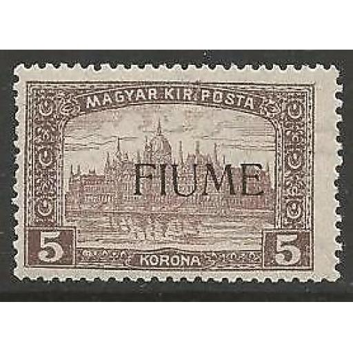 FIUME SG19 1918 5k PALE BROWN & BROWN MTD MINT