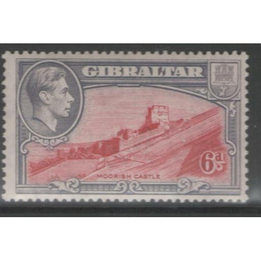 GIBRALTAR SG126 1938 6d CARMINE & GREY-VIOLET p13½ MTD MINT