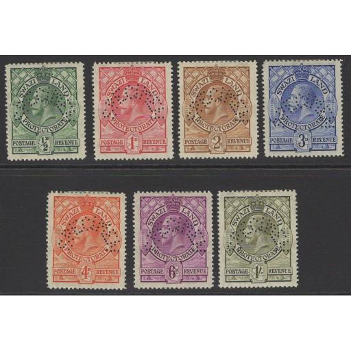 SWAZILAND SG11/7s 1933 DEFINITVE SET TO 1/= PERF SPECIMEN MTD MINT