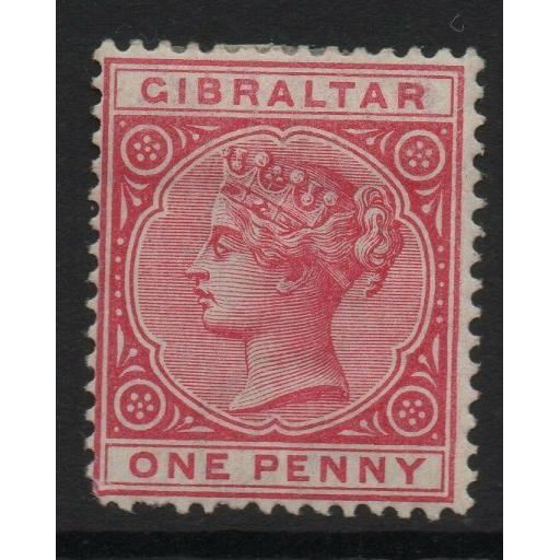 GIBRALTAR SG9 1887 1d ROSE MTD MINT