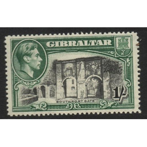 GIBRALTAR SG127 1938 1/= BLACK & GREEN p14 MTD MINT