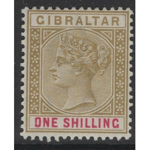 GIBRALTAR SG45 1898 1/= BISTRE & CARMINE MTD MINT