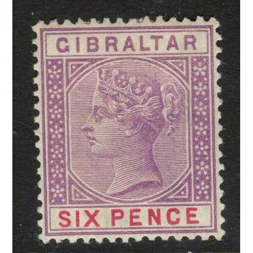 GIBRALTAR SG44 1898 6d VIOLET & RED MTD MINT