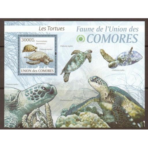 COMORES 2009 TURTLES SHEET MNH