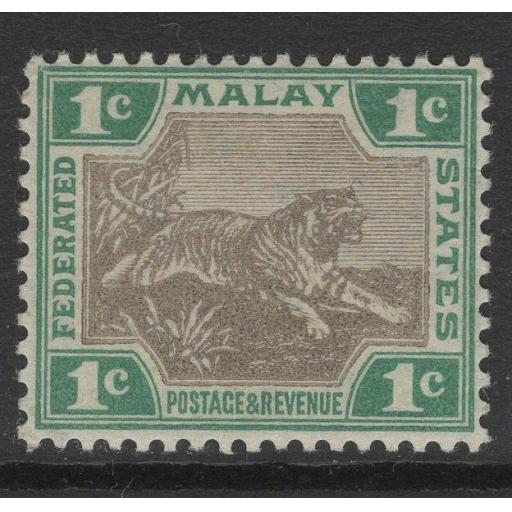 MALAYA FMS SG27a 1904 1c GREY-BROWN & GREEN MTD MINT