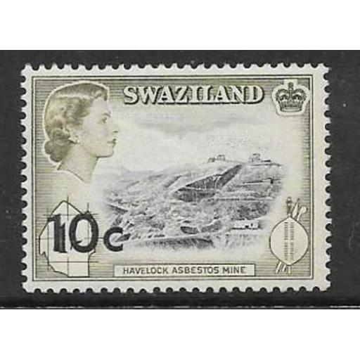 SWAZILAND SG73 1961 10c ON 1/- MTD MINT