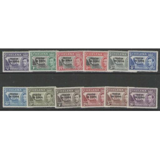 TRISTAN DA CUNHA SG1/12 1952 OVERPRINT SET MTD MINT