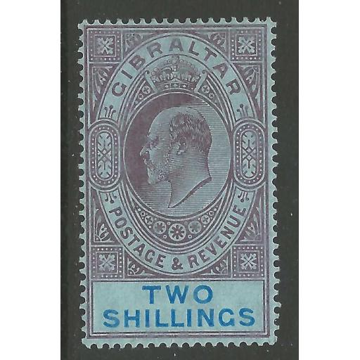 GIBRALTAR SG72 1910 2/= PURPLE & BRIGHT BLUE/BLUE MTD MINT