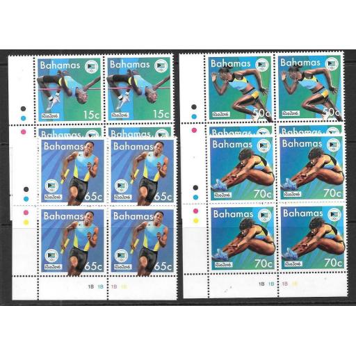 BAHAMAS 2016 OLYMPIC GAMES IN BLOCKS OF 4 MNH