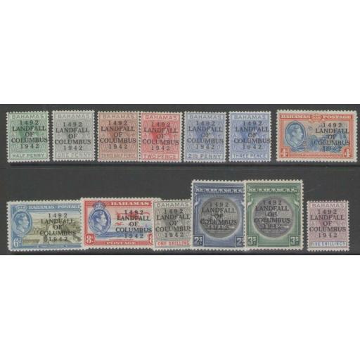 BAHAMAS SG162/74a 1942 LANDFALL SET TO 5/= MTD MINT