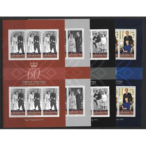 GIBRALTAR SG1196/9 2007 DIAMOND WEDDING SHEETLETS MNH