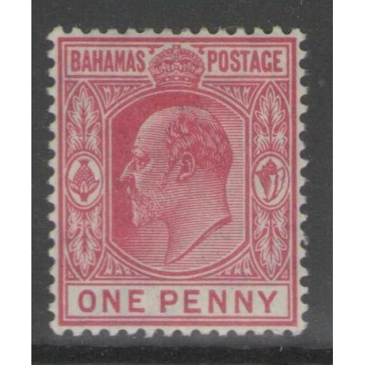 BAHAMAS SG72 1907 1d CARMINE-ROSE MTD MINT