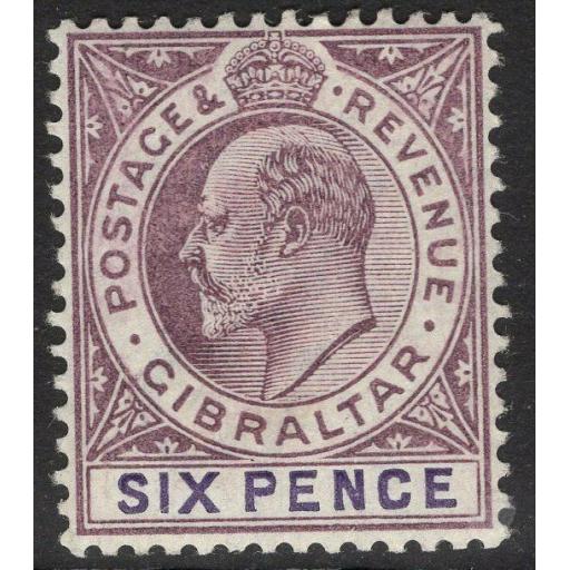 GIBRALTAR SG50 1903 6d DULL PURPLE & VIOLET MTD MINT