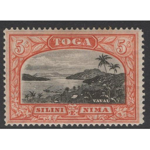 TONGA SG53 1897 5/= BLACK & BROWN-RED MTD MINT